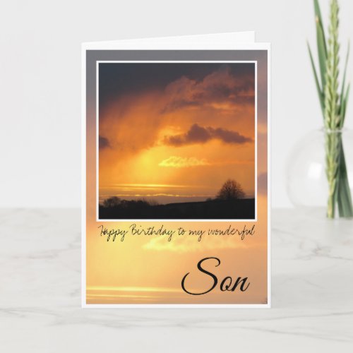 Birthday Son Bright Sun Behind Storm Clouds Card