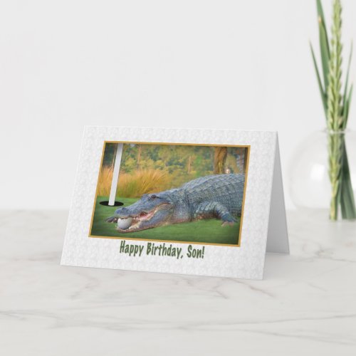 Birthday Son Golf Alligator Card