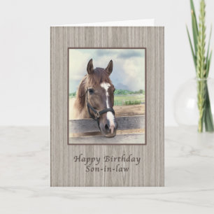 Birthday, Son-in-law, Brown Horse with Bridle Card