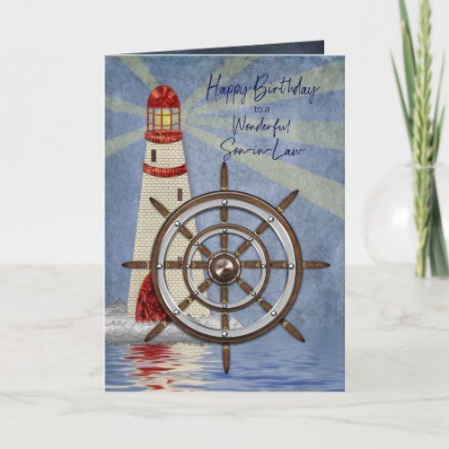 Birthday Son_in_Law Ships Wheel Helm Card