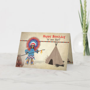 Birthday Son- Native Indian with tepee - Fun Card