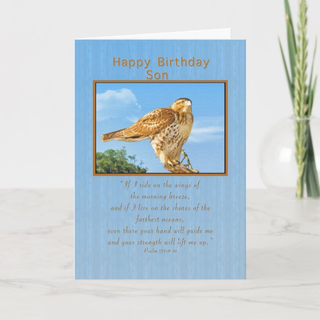 Birthday, Son,  Rough-legged Hawk Card (Front)