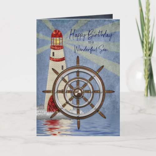 Birthday Son Ships Wheel Helm Card