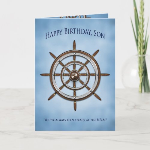 Birthday Son Ships Wheel Helm Card