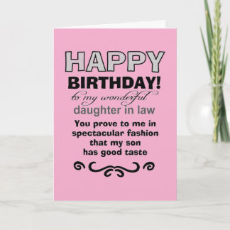 Birthday son's good taste card