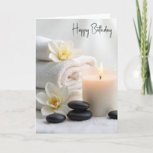 Birthday Spa Towels With Magnolia Blossoms Card