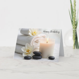 Birthday Spa Towels With Magnolia Blossoms Card