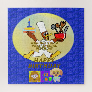 Birthday Spaceship Geometric Jigsaw Puzzle