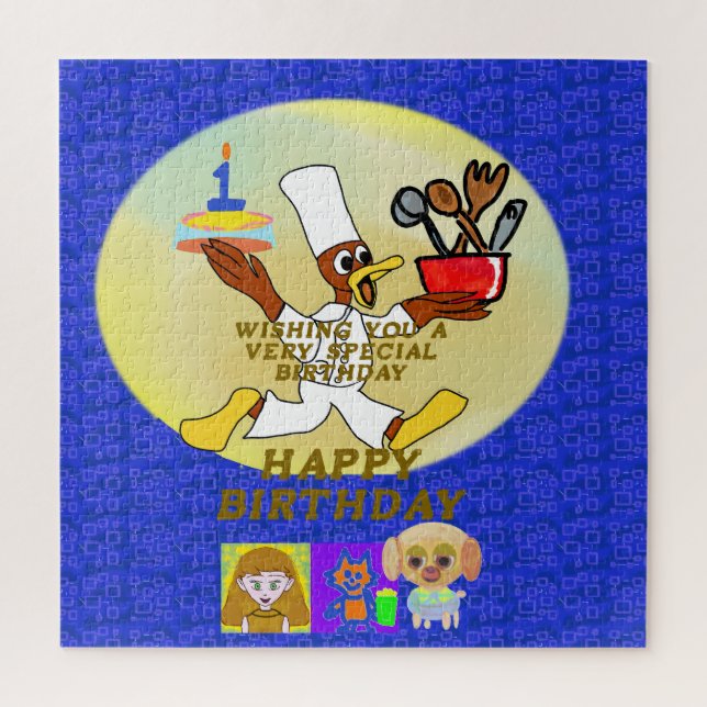 Birthday Spaceship Geometric  Jigsaw Puzzle (Vertical)