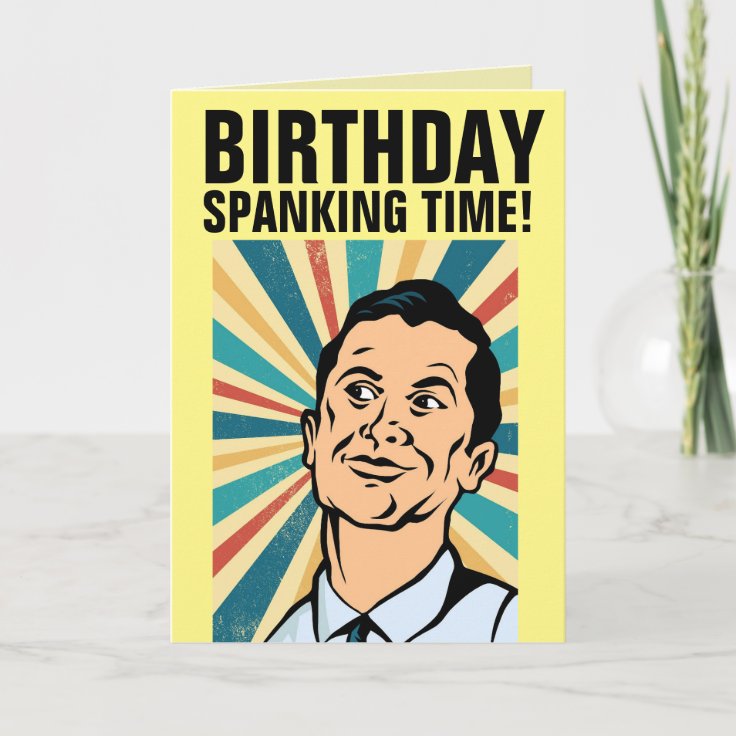 BIRTHDAY SPANKING RETRO CARDS | Zazzle