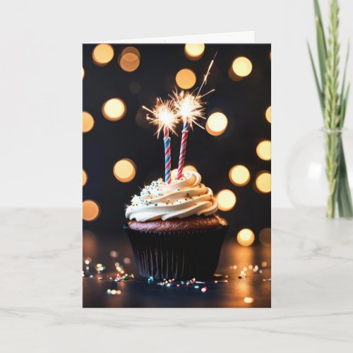 Birthday Sparklers In a Chocolate Cupcake Card