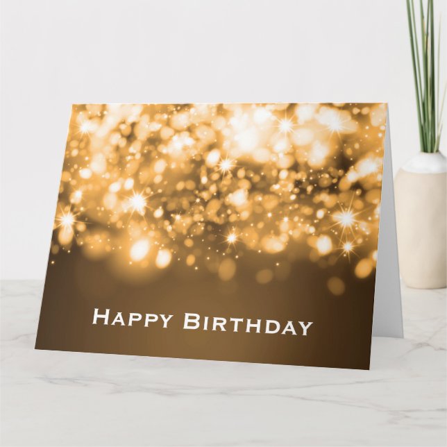 Birthday Sparkling Lights Gold Card (Front)