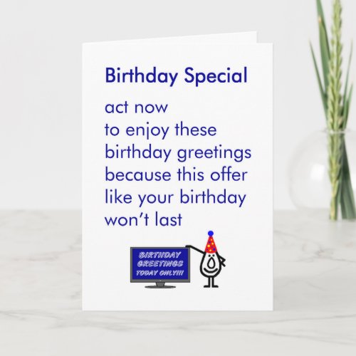 Birthday Special _ a funny birthday poem Card