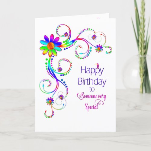 BirthdaySpecial Lady Abstract Floral_Vivid Colors Card