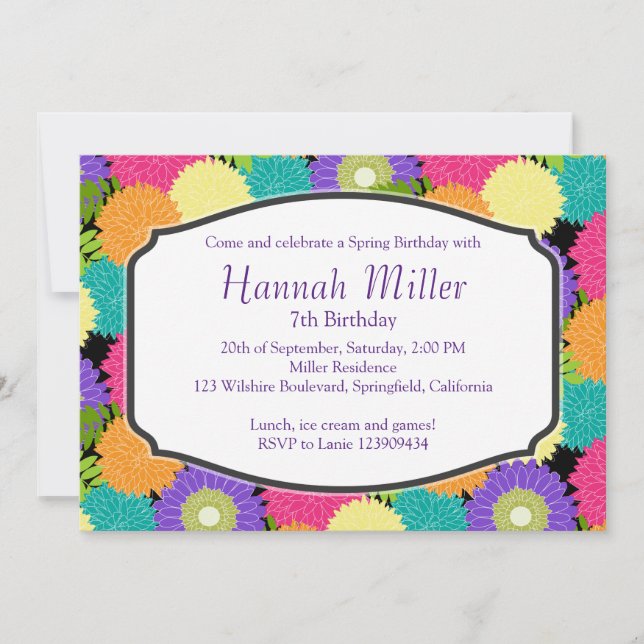 Birthday Spring Blooms Party Chic Invitation (Front)