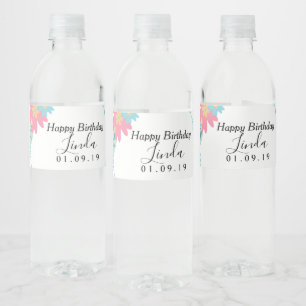 Birthday  Spring Wreath Florals Water Bottle Label