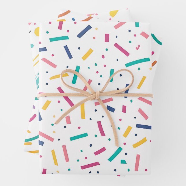 Birthday Sprinkles Candy Pattern Wrapping Paper Sheets (In situ)