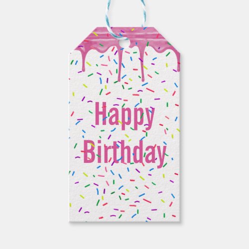 Birthday Sprinkles On Pink Icing Gift Tags