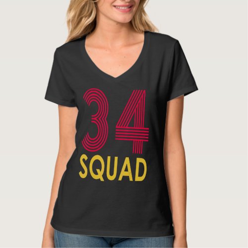 Birthday Squad 34 Years Old 34th Bday  Family Crew T_Shirt