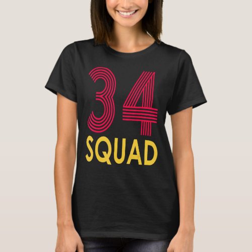 Birthday Squad 34 Years Old 34th Bday  Family Crew T_Shirt