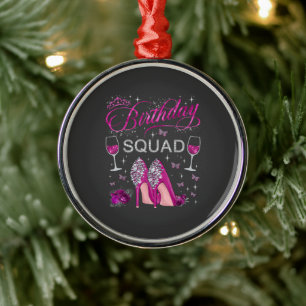 Birthday Squad Butterflies Metal Ornament