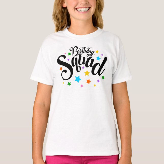 Birthday Squad party design for kids and adults.   T-Shirt (Front)