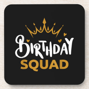 Birthday Squad Party Matching Family Group Funny B Beverage Coaster