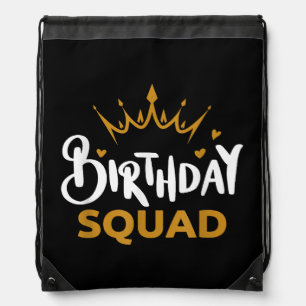 Birthday Squad Party Matching Family Group Funny B Drawstring Bag