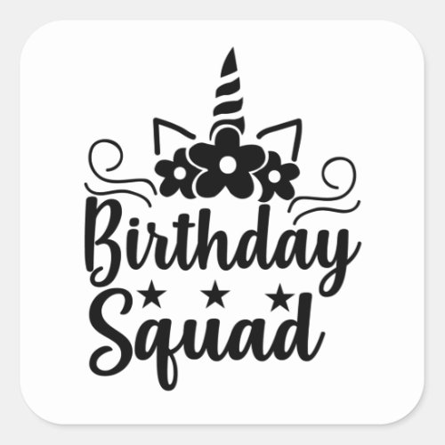 Birthday squad square sticker