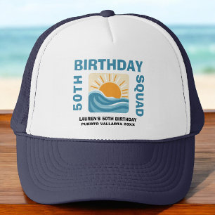 Birthday Squad Sunset 21st 30th 40th 50th 60th Trucker Hat