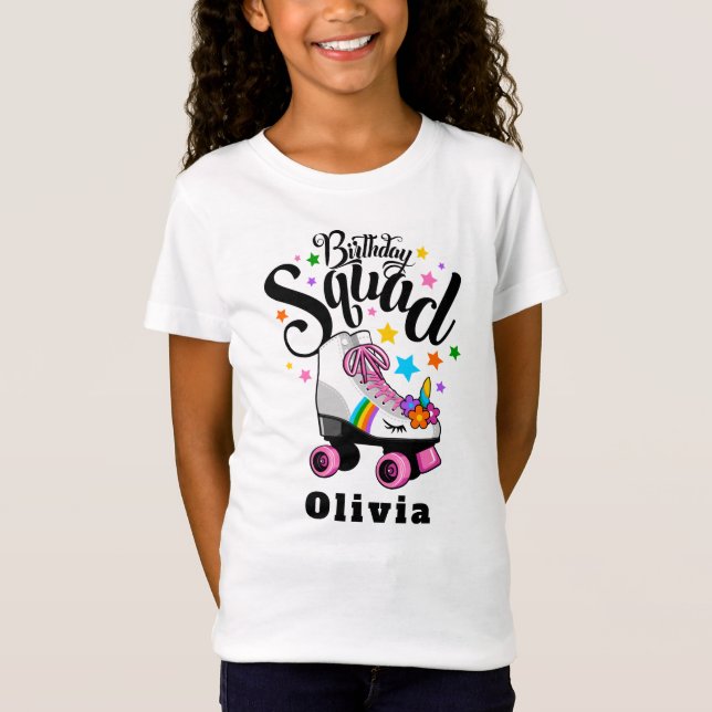 Birthday squad, unicorn, roller skate  T-Shirt (Front)