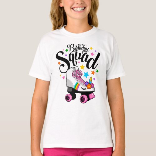 Birthday squad unicorn roller skate  T_Shirt