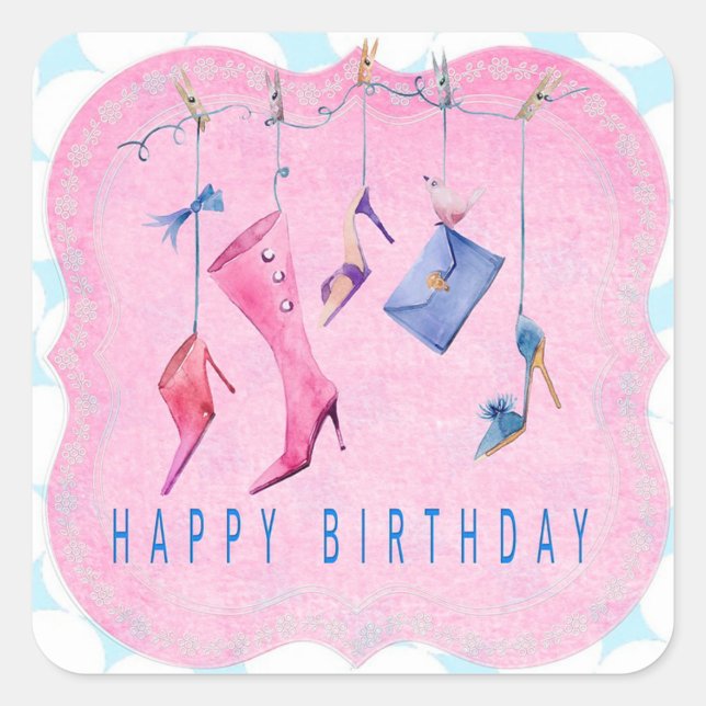 Birthday Square Sticker (Front)