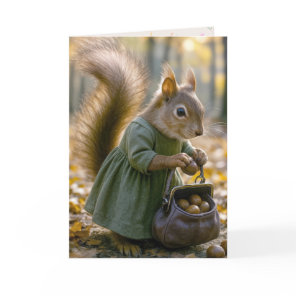 Birthday Squirrel Gathering Nuts In Her Purse Card
