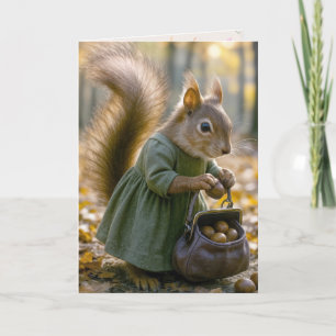 Birthday Squirrel Gathering Nuts In Her Purse Card