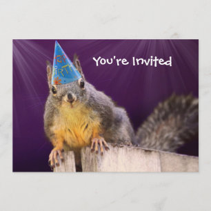 Birthday Squirrel Photo Invitation