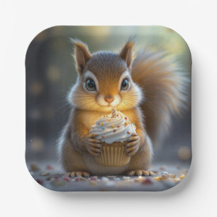 Birthday Squirrel With Cupcake Paper Plates
