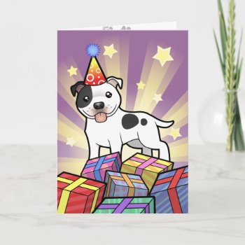 Birthday Staffordshire Bull Terrier Card by CartoonizeMyPet at Zazzle