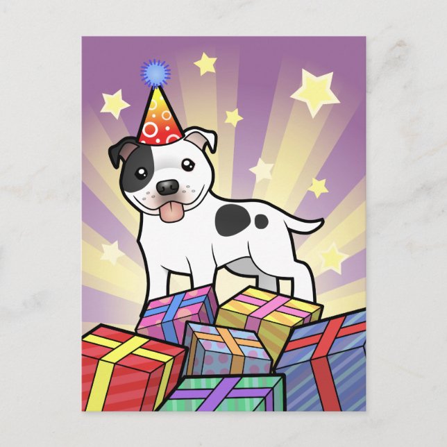 Birthday Staffordshire Bull Terrier Postcard (Front)