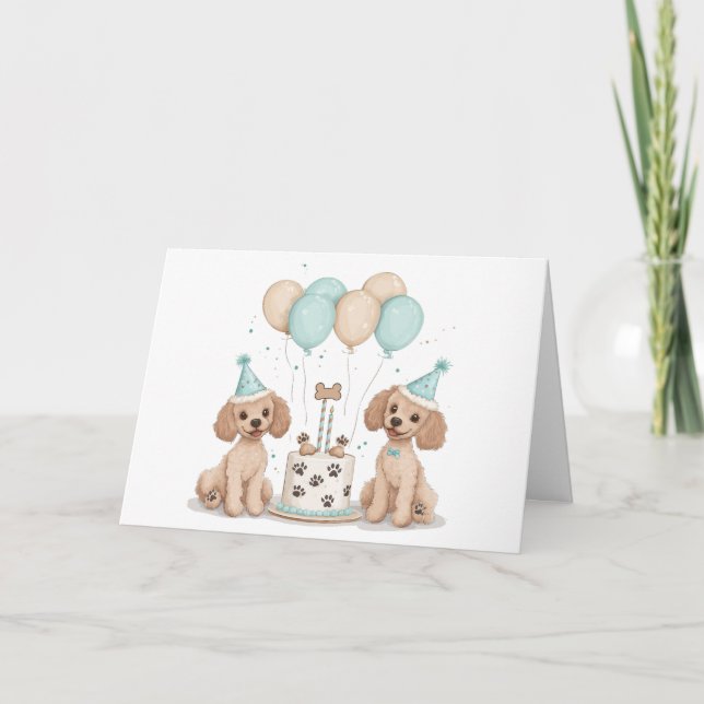 Birthday Standard Poodle Dogs Card (Front)