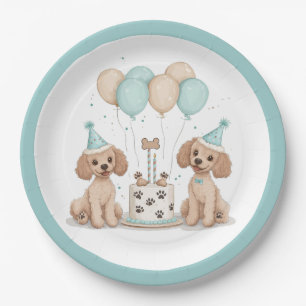 Birthday Standard Poodle Dogs Paper Plates