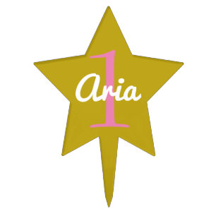 Birthday Star Cake Cupcake Pick Pink White Gold