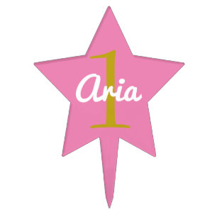 Birthday Star Cake Cupcake Pick Pink White Gold