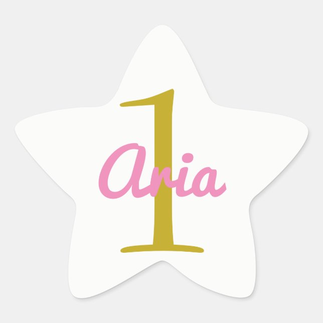 Birthday Star Sticker Pink Gold White (Front)