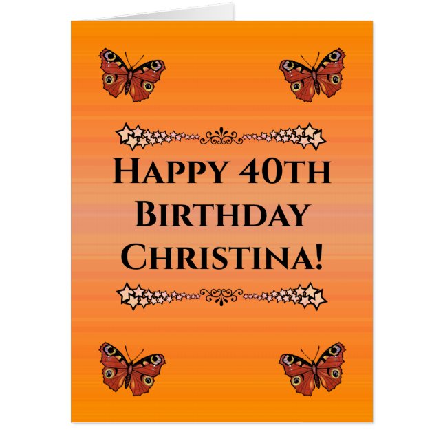 Birthday Stars Scrolls Pretty Monarch Butterflies  Card (Front)