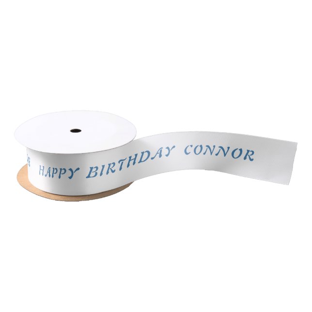Birthday Steel Blue Ribbon with Name (Spool)