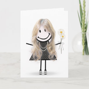 Birthday Stick Figure Girl for Friend Card