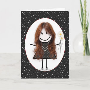 Birthday Stick Figure Girl for Friend Card