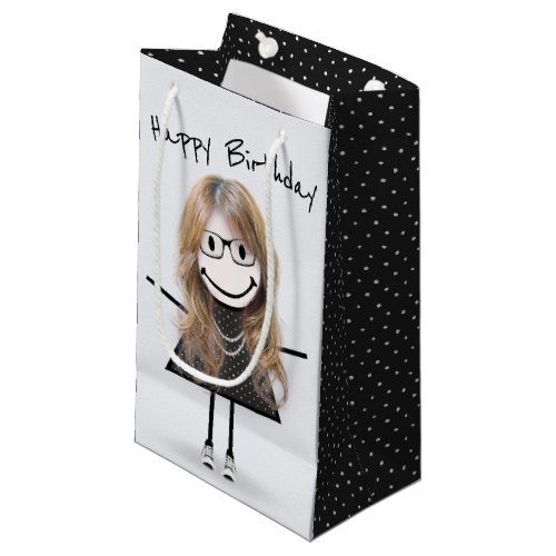 Birthday Stick Figure Girl In Sneakers  Small Gift Bag