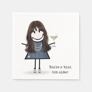 Birthday Stick Figure Girl with Martini Napkins